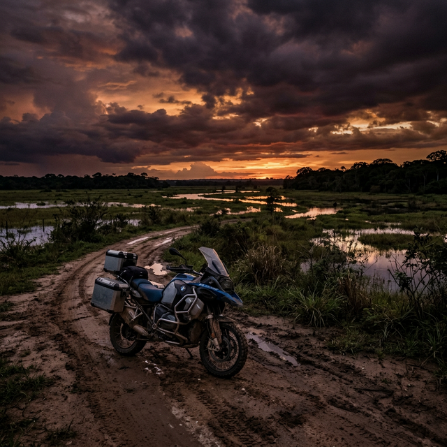 Moto de aventura no Pantanal brasileiro